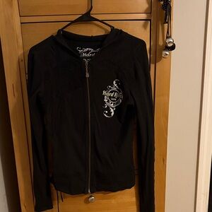 Hard Rock Cafe Women's Black Zip-Up Sweatshirt